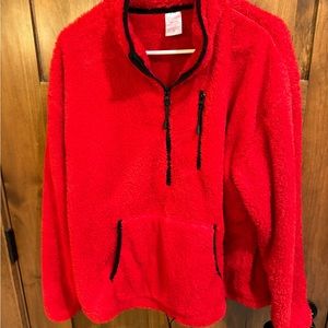 Bright red sweatshirt